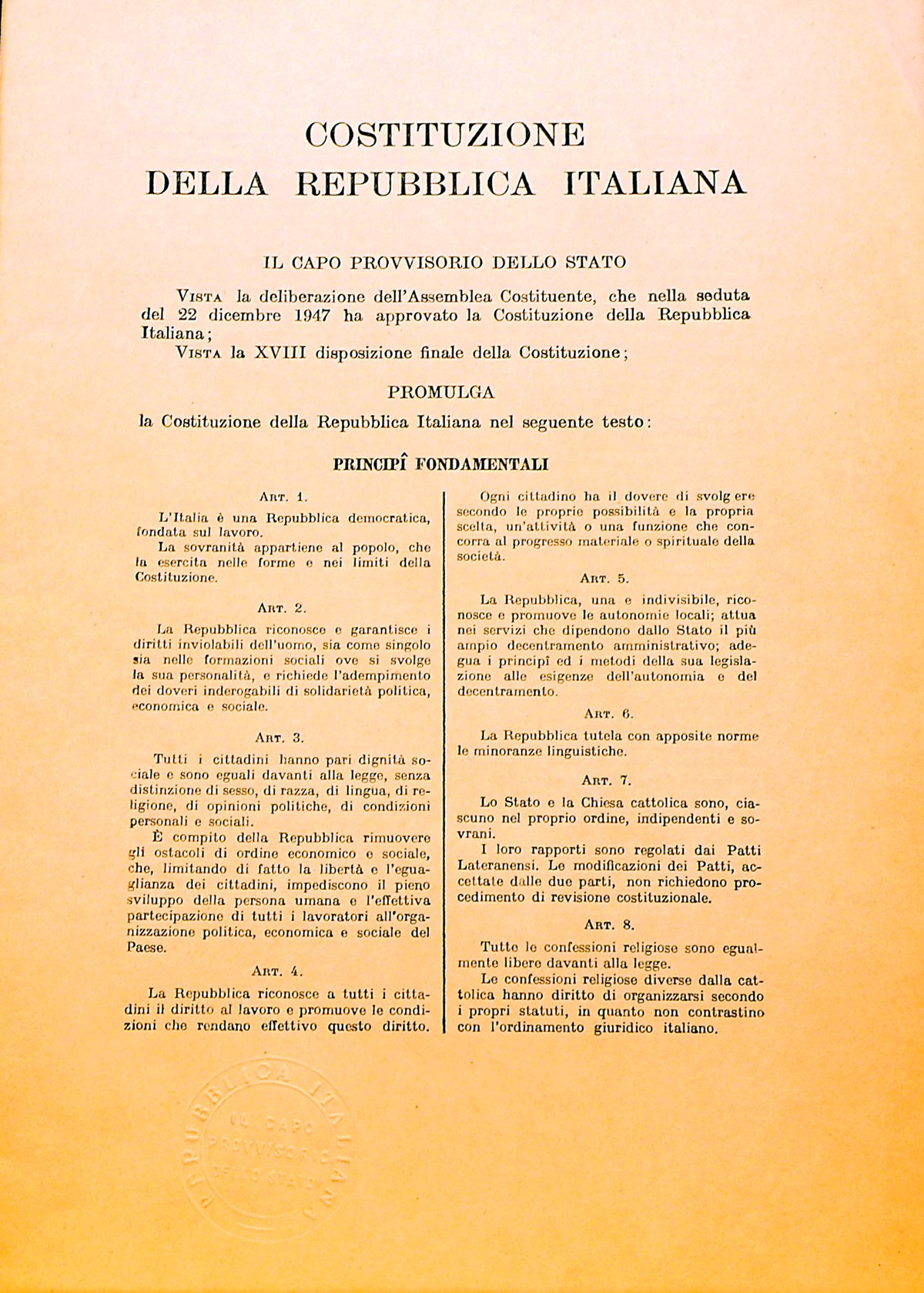 La modifica della Costituzione Italiana.